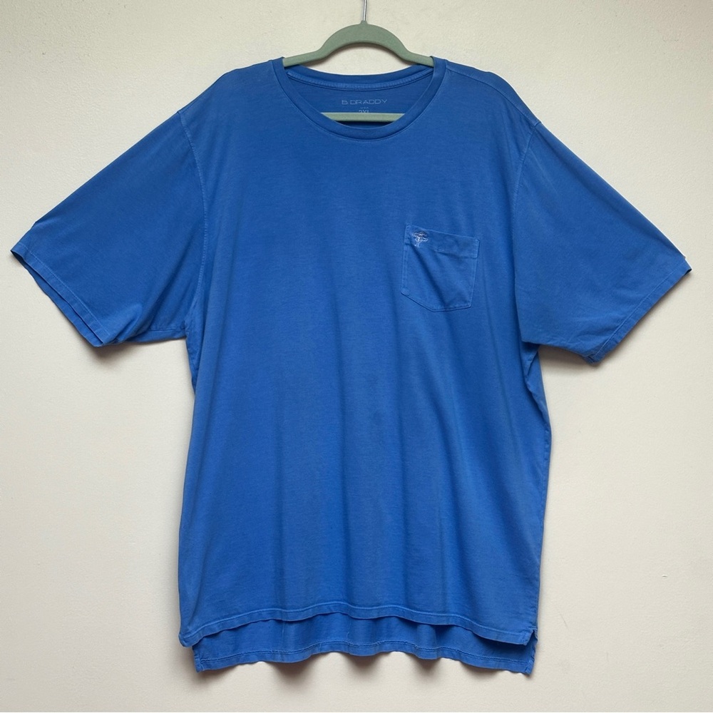 B. Draddy Mens Pima Cotton Pocket T Shirt Blue Crewneck Short Sleeve 2XL